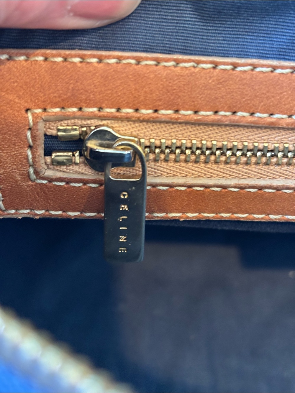 Celine Macadam Navy Suede Mini Duffel with Brown Leather Trim - Picture 14 of 16